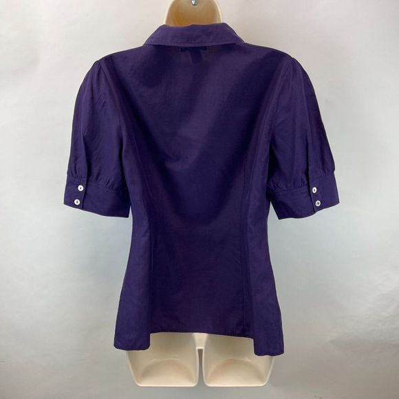 Lucky Brand Womens Sz S Purple Silk Ruched Blouse - Picture 3 of 5